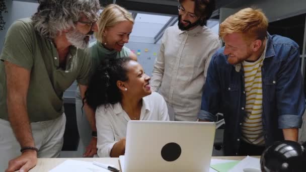 Group Professional Multirracial Men Women Working Office Colleagues Look Happy — Stock Video