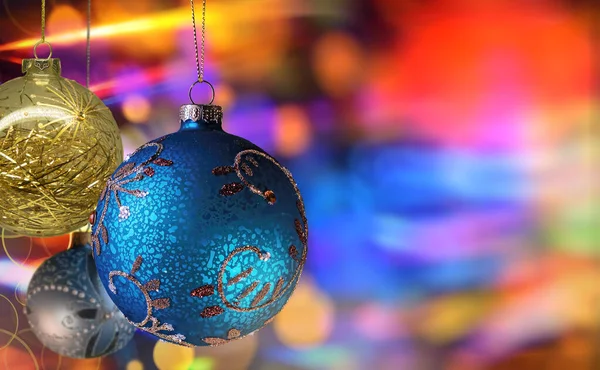 Χριστουγεννιάτικα Στολίδια Ένα Φωτεινό Χρωματιστό Φόντο Διακοπές Έρχονται — Φωτογραφία Αρχείου
