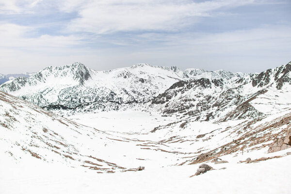 High Angle View Snow Covered Mountain Massif Cloudless Blue Sky Royalty Free Stock Photos