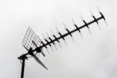 Backlit image of an antenna for the reception of digital terrestrial television in a domestic home