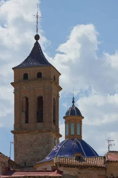 2022 Requena Valencia Іспанія Зображення Дзвіниці Купола Причастя Церкви Сальвадору — стокове фото