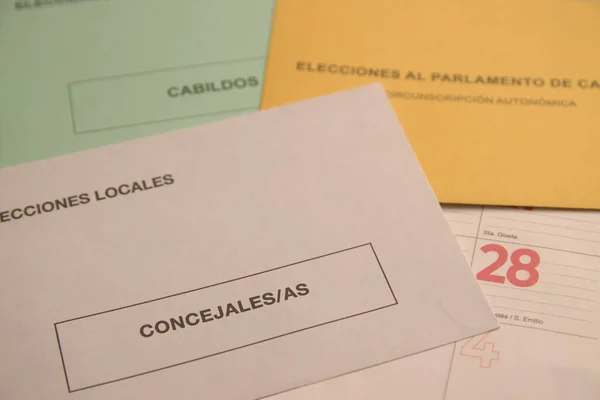 Karty Głosowania Wyborach Parlamentu Wysp Kanaryjskich Cabildos Ratuszy Wysp Kanaryjskich — Zdjęcie stockowe