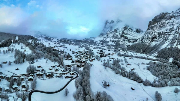 Вид Воздуха Гриндельвальд Зимой Швейцария — стоковое фото