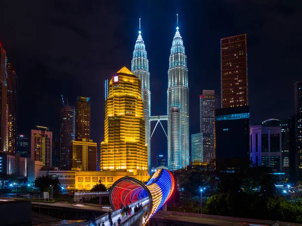 Vista Aérea Cidade Kuala Lumpur Noite Malásia — Fotografia de Stock