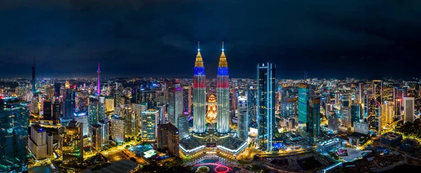 Panorâmica Cidade Kuala Lumpur Noite Malásia — Fotografia de Stock