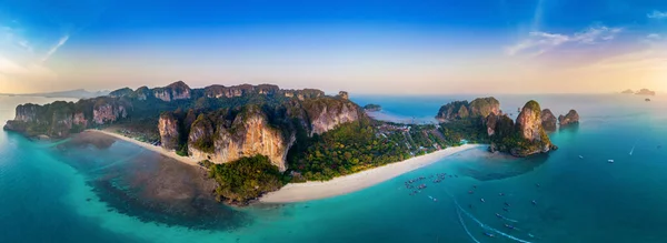 stock image Panorama of Railey Beach at sunset, Krabi, Thailand.