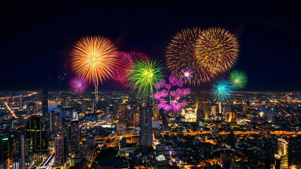 Feuerwerksfestival Bangkok Bei Nacht Thailand — Stockfoto