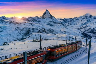 Matterhorn and swiss alps in Zermatt, Switzerland. Matterhorn at sunset. clipart