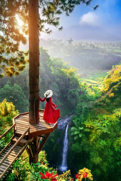 Turista Cachoeira Air Terjun Kedung Kayang Nascer Sol Indonésia Imagens De Bancos De Imagens Sem Royalties