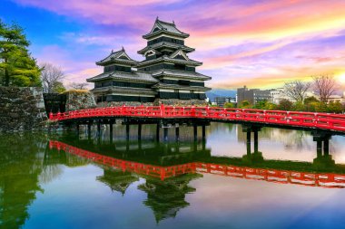 Beautiful sunset at Matsumoto Castle, Nagano in Japan. clipart