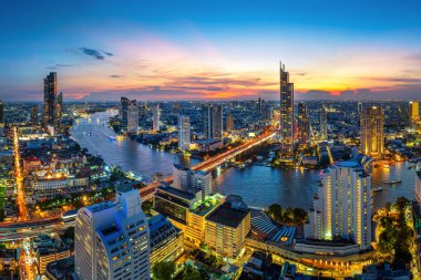 Alacakaranlık, Tayland 'da Bangkok' un Panoraması.