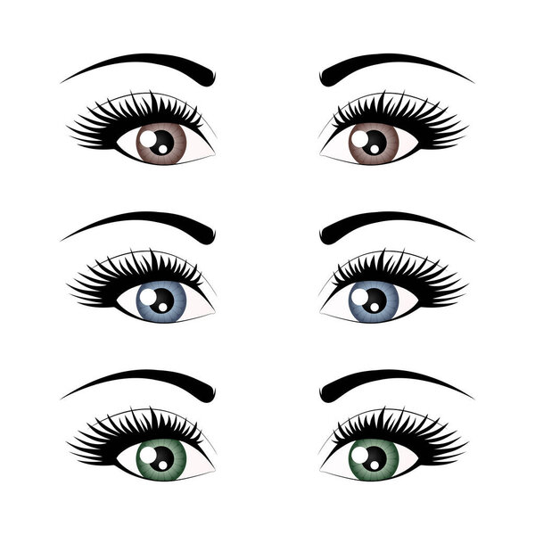 Eyes logo. Set of logos of various colors on a transparent background. Vector illustration.