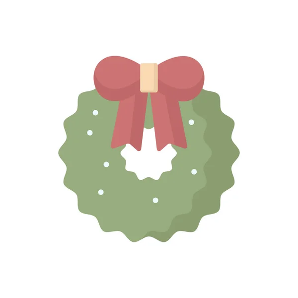 Christmas Wreath Icon Flat Style Vector Design — Stock Vector