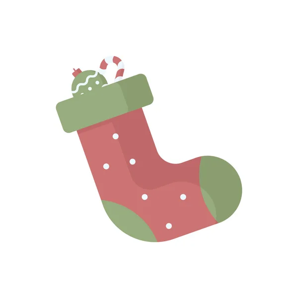 Weihnachten Socke Symbol Flachen Stil Vektor Design — Stockvektor