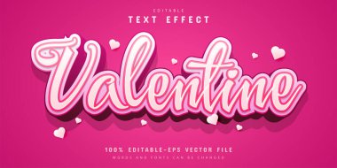 Valentine pembe çizgi film tarzı metin efekti düzenlenebilir