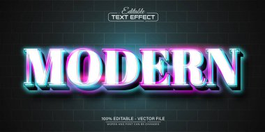 Modern renkli neon ışıklı metin efekti düzenlenebilir