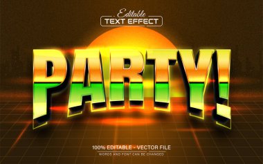 Parti retro tarzı metin efekti düzenlenebilir