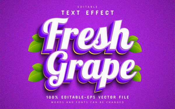 Fresh grape fruit 3d text effect editable