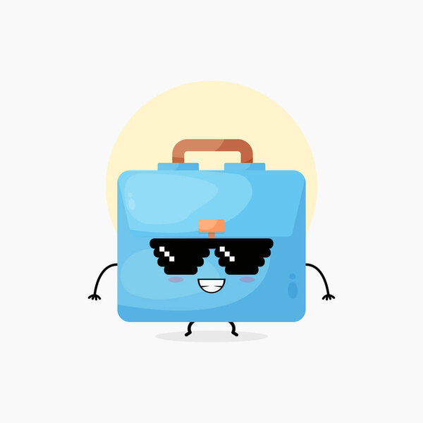 милый персонаж школьной сумки с пиксельными очками