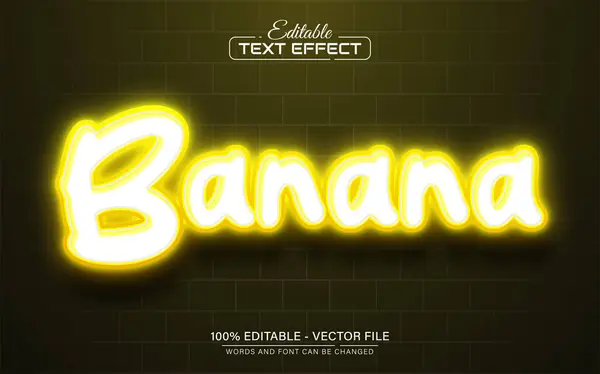 Μπανάνα Κίτρινο Λαμπερό Νέον Στυλ Εφέ Κειμένου Διανυσματικά Γραφικά