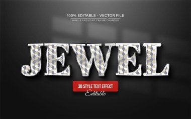 Gümüş mücevher 3D metin efekti düzenlenebilir