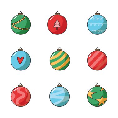 Noel topu el çizimi vektör illüstrasyonu