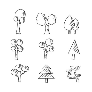 Ağaç karalama çizgisi vektör çizimi