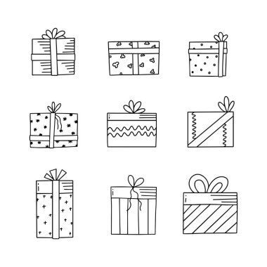 Hediye kutusu karalama çizgisi çizimi çizimi