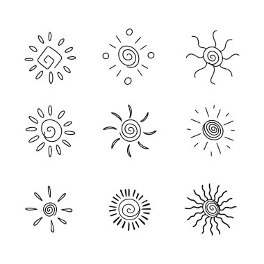 Güneş karalama çizgisi vektör çizimi