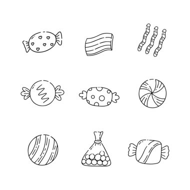 Candy doodle çizgi vektör çizimi