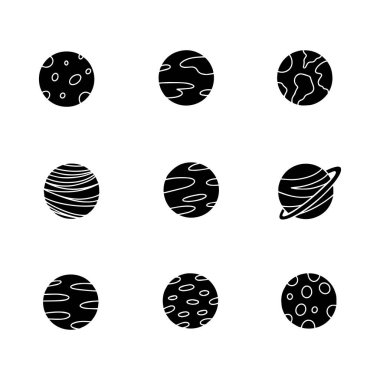 Gezegen eli katı simge vektör resimlemesi çizdi