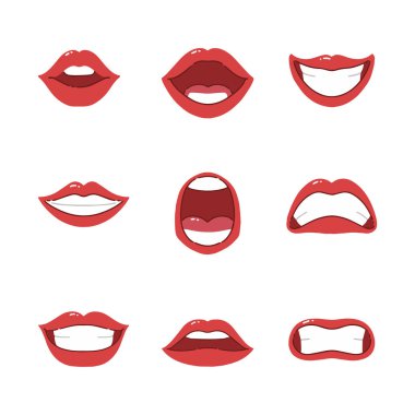 Kırmızı dudaklar el çizimi vektör çizimi