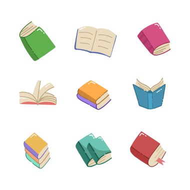 Kitap simgesi el çizimi tarzı. izole çizgi film çizimleri koleksiyonu