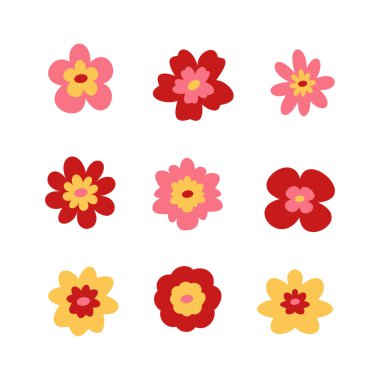Basit çiçek ikonu düz stili. izole çizgi film çizimleri koleksiyonu
