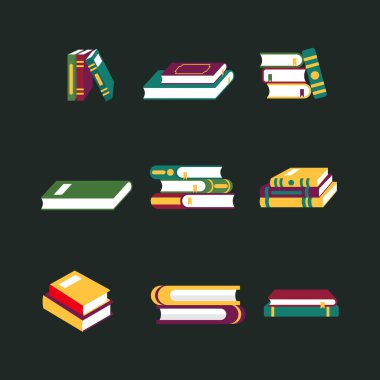 Kitap simgesi düz stil. izole çizgi film çizimleri koleksiyonu