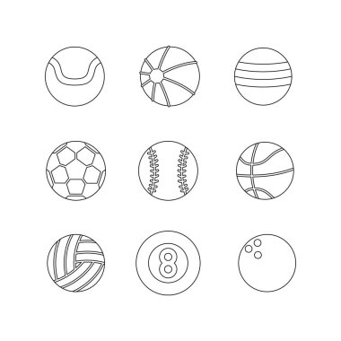 Top karalama çizgisi işaret simgesi koleksiyonu. Taslak tarzı. izole resim