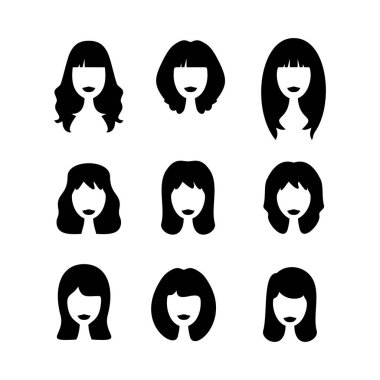 Kadın siluet simgesi düz stil. izole çizgi film çizimleri koleksiyonu
