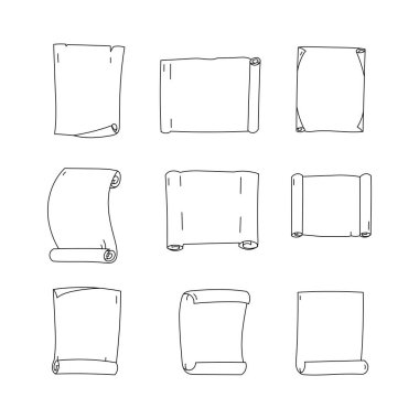 Kağıt satır simgesi koleksiyonunu kaydır. Taslak biçim ögeleri. izole resim