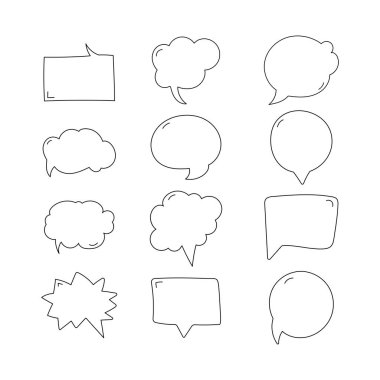 Konuşma balonu simgesi koleksiyonu. Taslak tarzı. izole resim