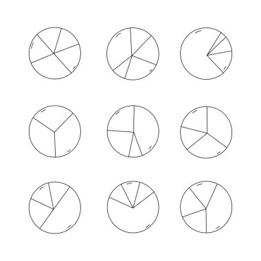 Pasta çizelgesi simgesi koleksiyonu. Taslak tarzı. izole öge çizimi