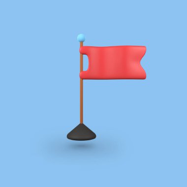 Kırmızı bayrak 3d izole edilmiş resim çizimi