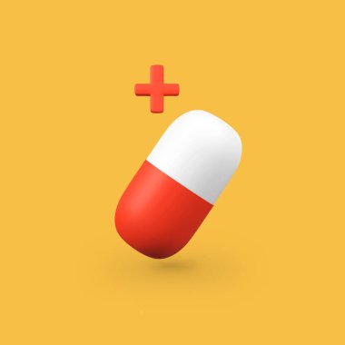 Capsul Medicine izole edilmiş 3d canlandırma simgesi çizimi