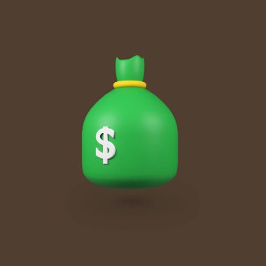 Money bag isolated 3d render icon illustration clipart