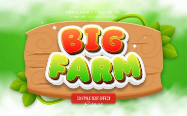 Büyük çiftlik kalın çizgi film metin efekti düzenlenebilir