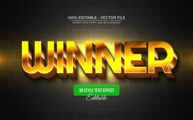 Altın kazanan 3d metin efekti düzenlenebilir