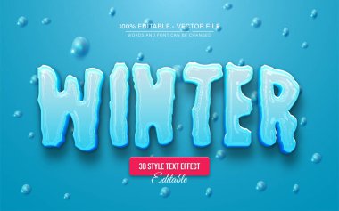 Kış veya kar 3d metin efekti düzenlenebilir