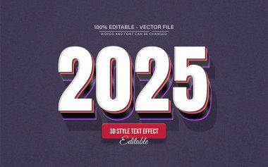 2025 eski tarz 3D metin efekti düzenlenebilir