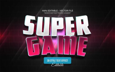 Süper oyun çizgi filmi 3d metin efekti düzenlenebilir