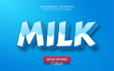 Süt 3d biçim metin efekti düzenlenebilir