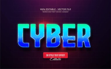 Mavi siber neon parıltısı metin efekti düzenlenebilir